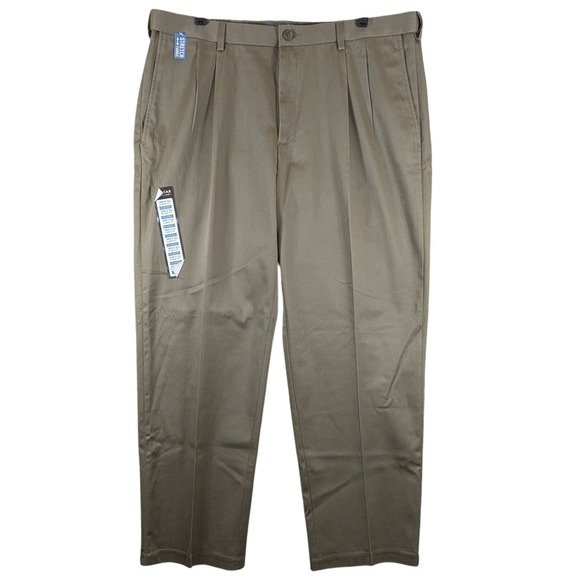 Haggar Premium No Iron Khaki‎ Pants Pleated Classic Fit Mens 38x30 NWT - Picture 1 of 9